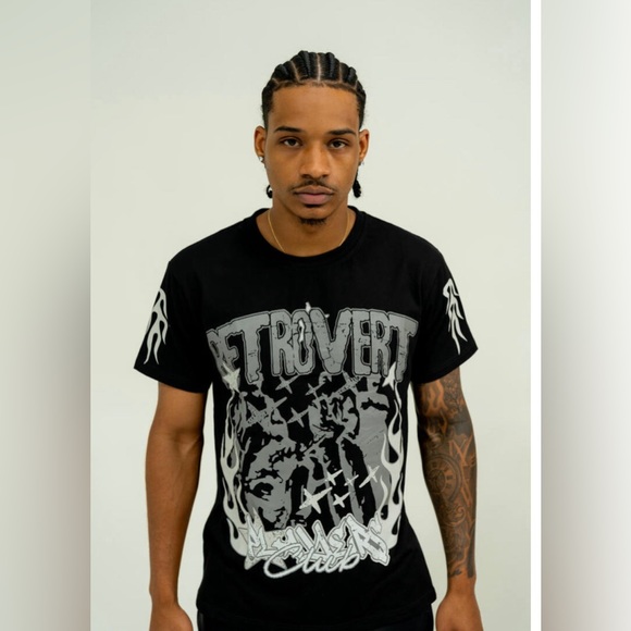 Retrovert Players Club Grey Black T-SHIRT - Picture 2 of 4